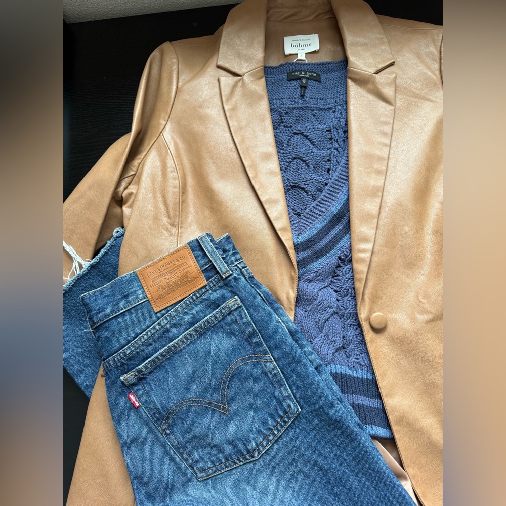 rag & bone Cable Knit Sweater Vest | Blue Contrast | XS | Preppy Academia - Picture 6 of 16